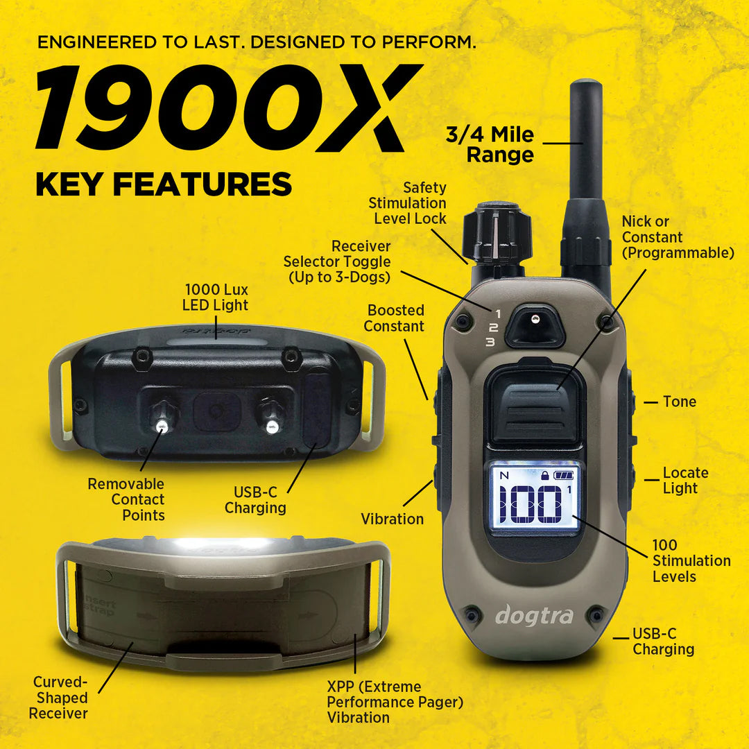 Dogtra 1900X Remote Dog Training Collar - 1200M